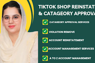 fix tiktok shop issues, approve categories us , uk and violations tiktok shop