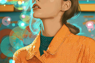 draw a retro pop art portrait in roy lichtenstein style