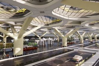 design a cultural and futuristic airport terminal