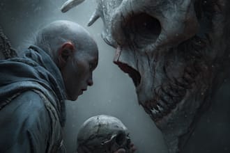 make a fantasy horror art illustration or dark creepy