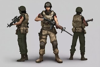 draw 2d game art military character design