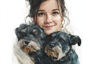 draw watercolor portrait painting of you or your pets
