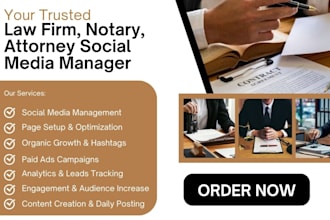 be your law firm, attorney legal notary social media manager and content creator