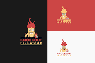design creative wonderful fire wood logo