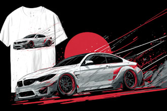draw car vector illustration automotive for graphic t shirt design