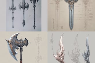 design and draw fantasy weapon for you
