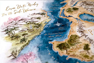 watercolor map illustration just for you