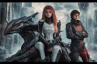 draw a fantasy, sci fi, character with hyperrealistic style