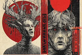 make an dark, horror, creepy illustration with vintage comic art style