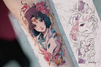 make a unique anime tattoo design for you
