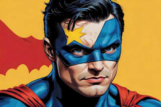 illustrate a superhero pop art portrait