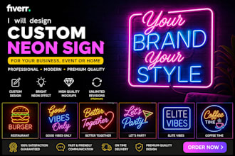 design a luxury custom neon sign for your brand