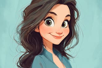 make a disney couple cartoon portrait