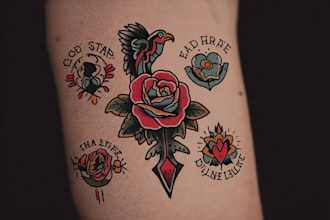 create a traditional or old school style tattoo design