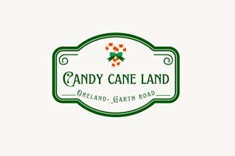 design classic christmas candy cane promote community logo