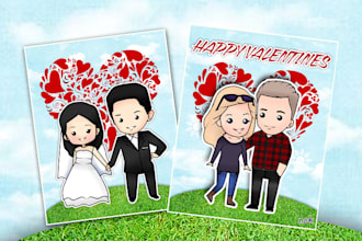 do a valentines greeting card caricature
