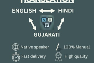 provide perfect english to hindi and gujarati translation