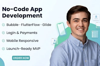 build a no code app with bubble io, glide, flutterflow or base44