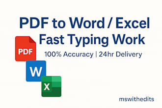 convert pdf to word and excel and do fast typing work