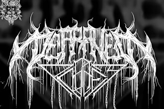 draw metal, brutal, death metal logo for your band, brand