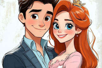 create magical couple portraits in disney or pixar style