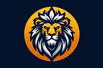 design outstanding lion head mascot logo with express deliver
