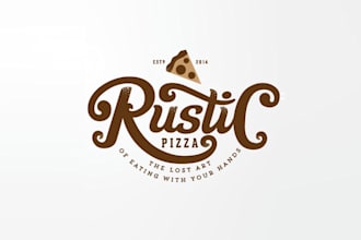 do famous aesthetics logo for a rustic wood fired pizzeria