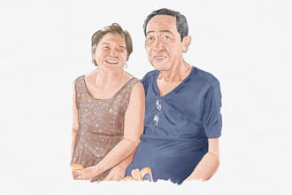 draw couple portrait illustration for anniversary gift