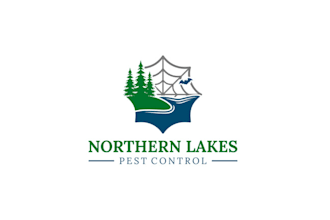 design motivation pest control logo with a lakes theme