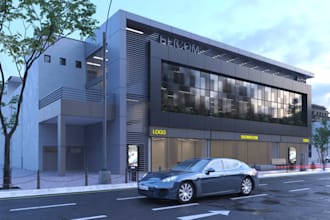remodel external 3d render, be your commercial  interior contractor, hotel room