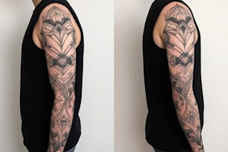 create sleeve tattoo design in geometric style
