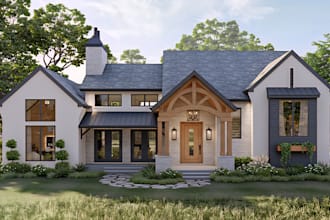 create 3d exterior design, interior and landscape photorealistic renders