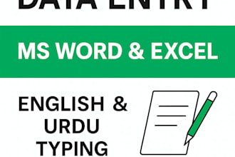 do data entry, ms word, excel work, and urdu typing