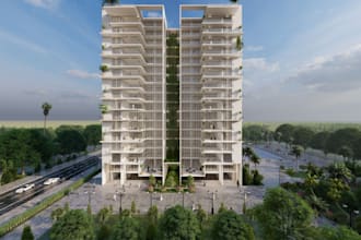 redesign 3d building for map, external model, hotel suit 2d layout, space render