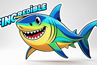 design shark mascot logo with express delivery
