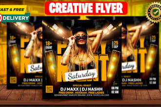 design club, event, and party flyers, posters in 8 hrs