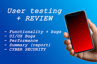 professionally do user testing, cyber security testing