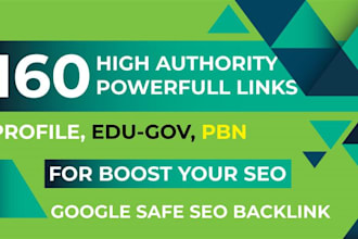 do 160 profile backlinks from da pa 50 to 100 site