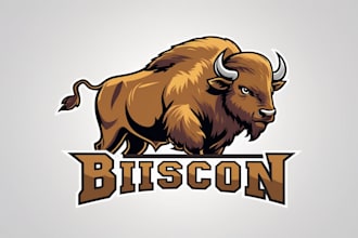 design creative bison mascot logo in very short time