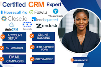 agile crm flowlu houscall pro salesmate leadsquared zendesk close io automation