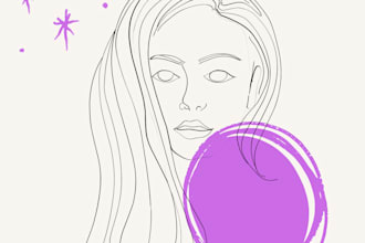 draw line art portrait of pets, people or characters