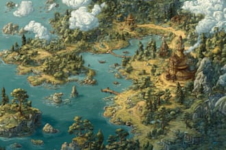 make fantasy map illustration for , novels and games