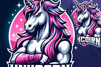 design high quality unicorn mascot logo with t shirt design