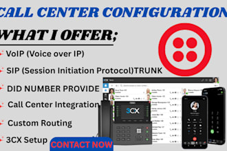 setup call center to make inbound outbound call with did number of any countries