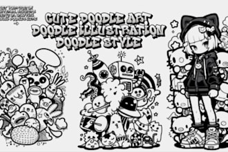 create cute kawaii stickers and custom doodle illustrations