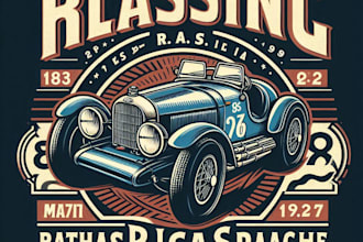 design high quality classic racing car logo with unlimited revision