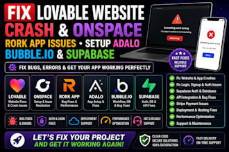 fix lovable website crash onspace rork app issue setup adalo bubble io supabase