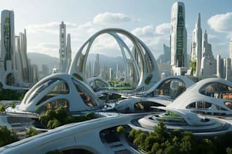 design illustration and sci fi science fiction city art