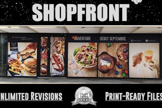 design stunning storefront, shopfront window graphic designs