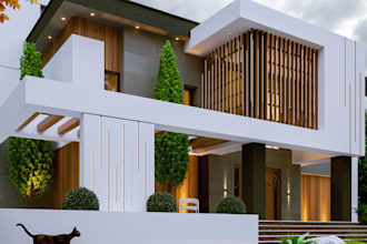 remodel 3d villa interior and exterior building,cgi kids room, golf arena space